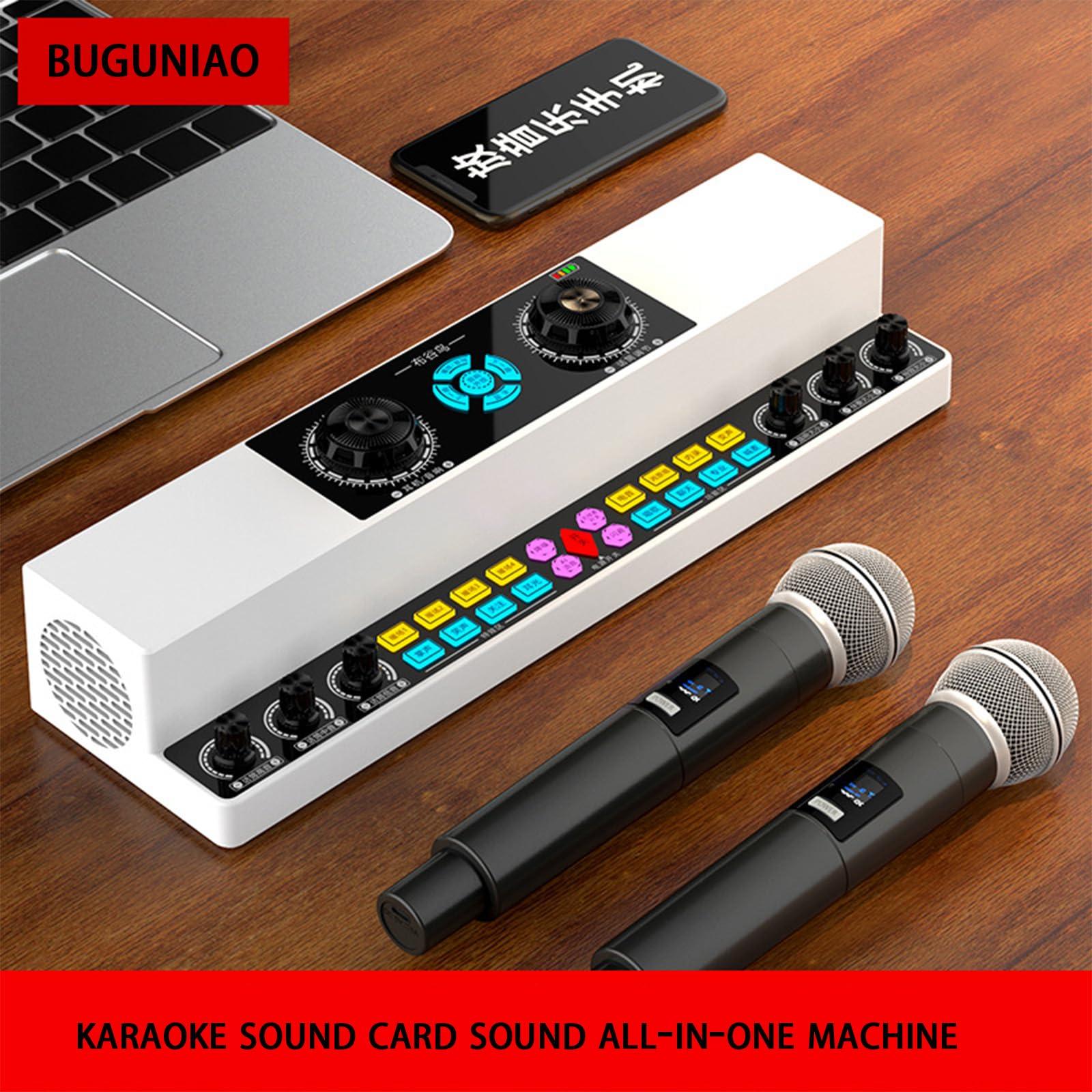 Generic Generic Buguniao Y6 Live Singing Sound Card Sound Machine Indoor Outdoor Karaoke Wireless Bluetooth Speaker Sound Card Connects to Computer Cell Phone for Live Streaming, white