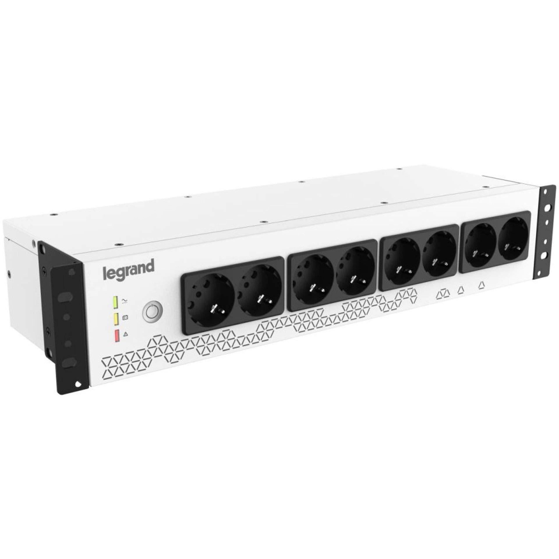 Legrand Legrand, 310332 19" Rack PDU with Integrated UPS System, 800VA - 480W, 1-Phase 230V with 8-Way Schuko Power Strip for 19-Inch Racks/Power Distribution Cabinets, Bridging Time up to Max. 15 Minutes