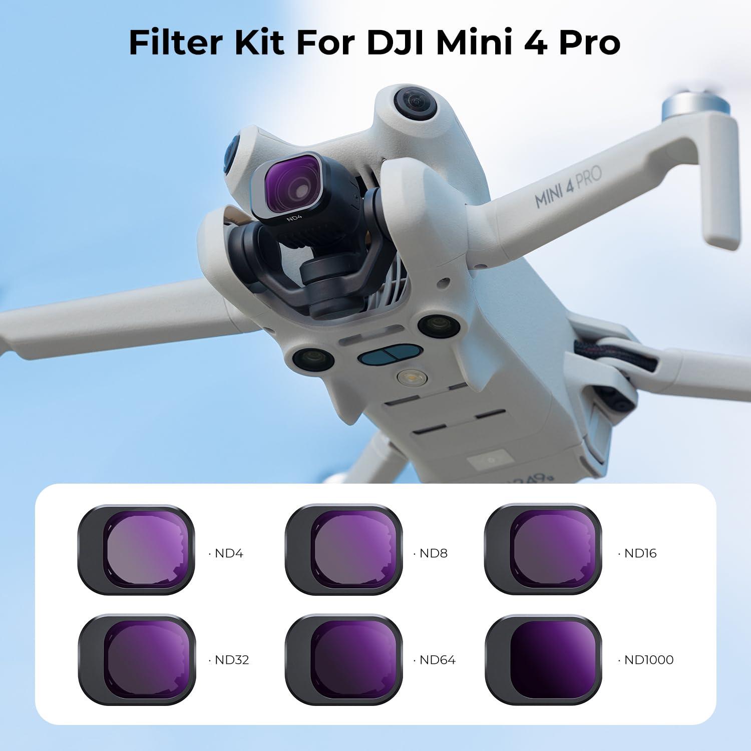 K&F Concept K&F Concept 6 Pack ND Filter Kit Compatible with DJI Mini 4 Pro, (ND4 ND8 ND16 ND32 ND64 ND1000) Multi-Coated Neutral Density Optical Glass Filters