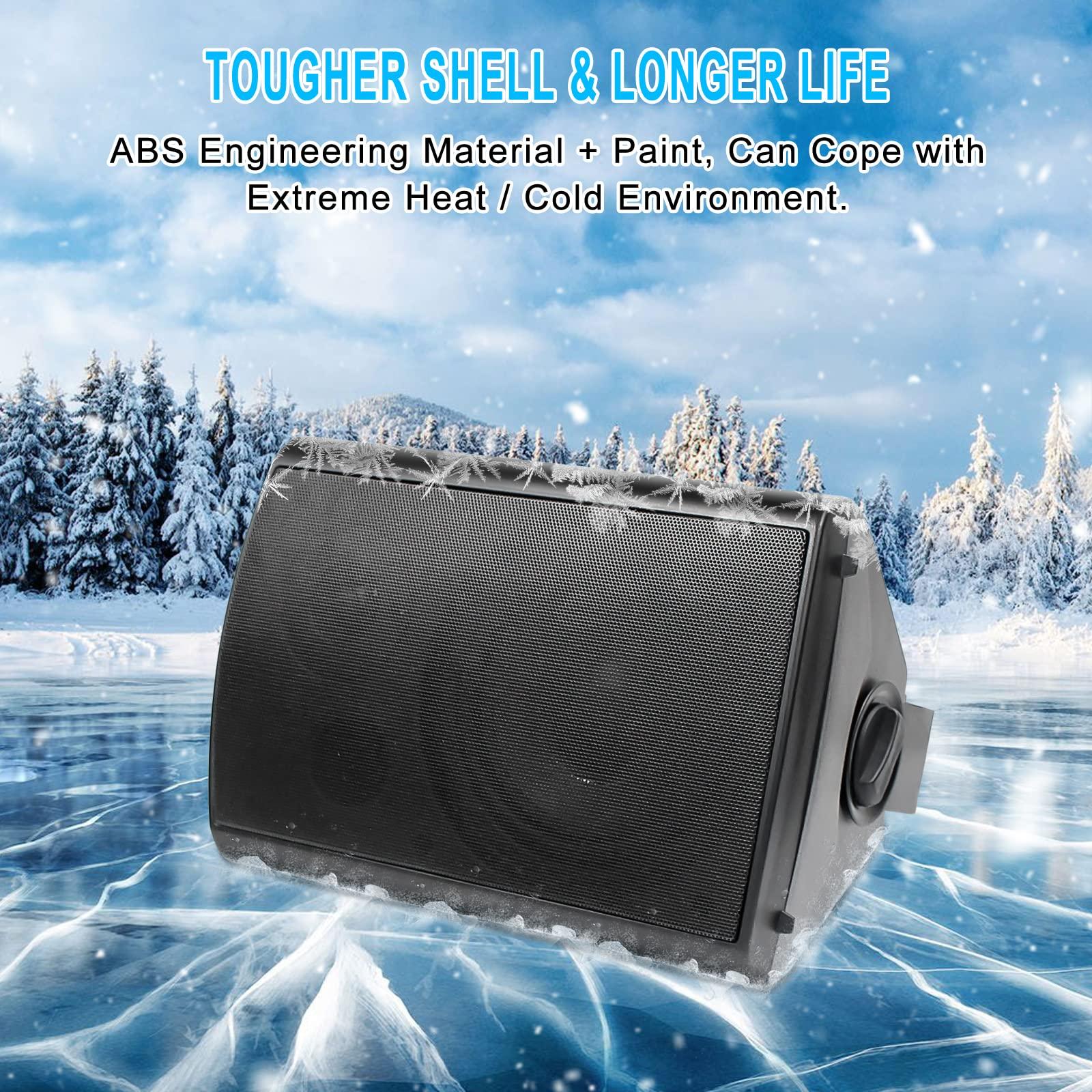 Herdio Herdio 6.5 inch 800W Outdoor Bluetooth Speakers Waterproof Wall Mounted Sound System with Multifunctional Amplifier, Powerful Bass & Stereo Sound, Easy to Install, for Patio Deck Porch (2 Pairs Black)