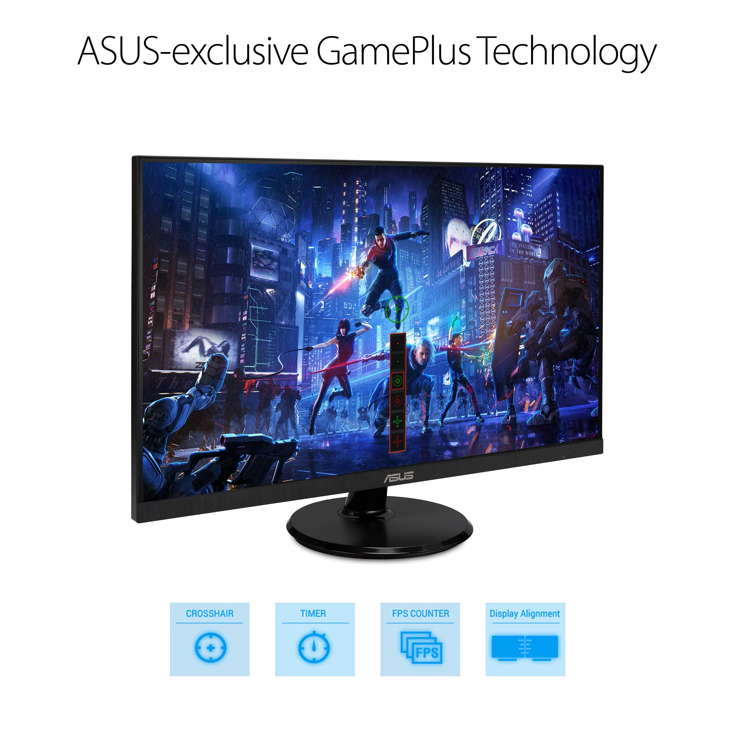 ASUS ASUS 27 1080P Monitor (VA27DQ) - Full HD, IPS, 75Hz, Speakers, Adaptive-sync/FreeSync, Low Blue Light, Flicker Free, VESA Mountable, Frameless, HDMI, VGA, DisplayPort, Tilt Adjustable, BLACK