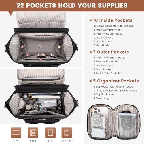 LOVEVOOK LOVEVOOK Laptop Backpack, Travel Bag with 17.3 inch Laptop Compartment, Water Resistant Teacher Nurse Doctor Work Bag, Anti-theft Daypack, Black