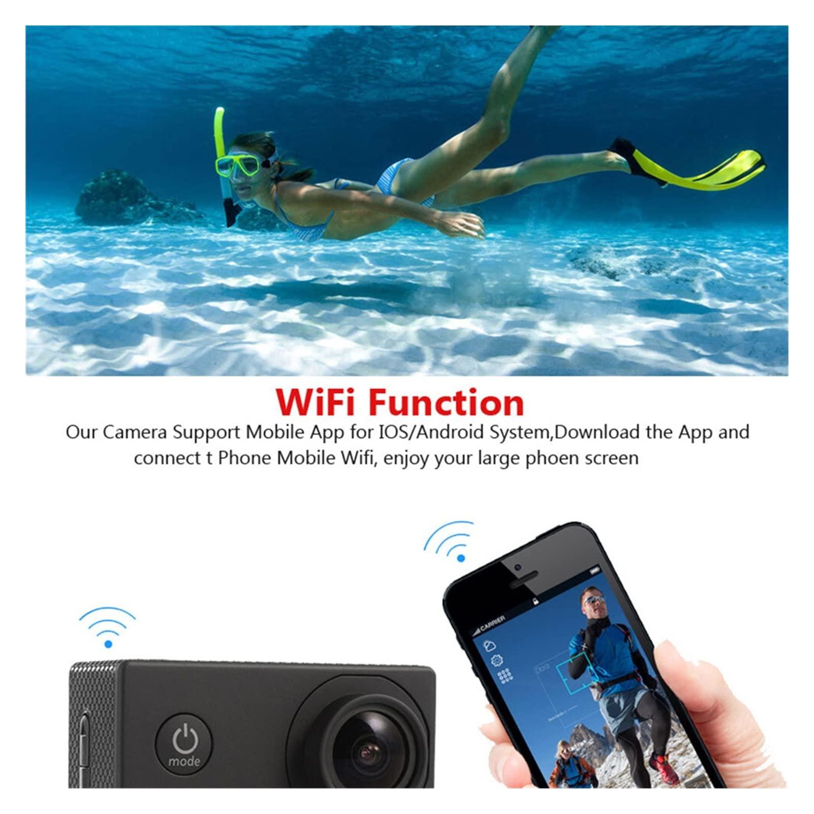 adsfvjndjcvdjcnjzsd Action Camera Action Camera 4K WiFi 2.0 Inch Mini 12MP Outdoor Go Waterproof Pro 170D Bicycle Helmet Photo Video Recording 4K Sport Cam DV Time Lapse (Color : Lens Size : Small)