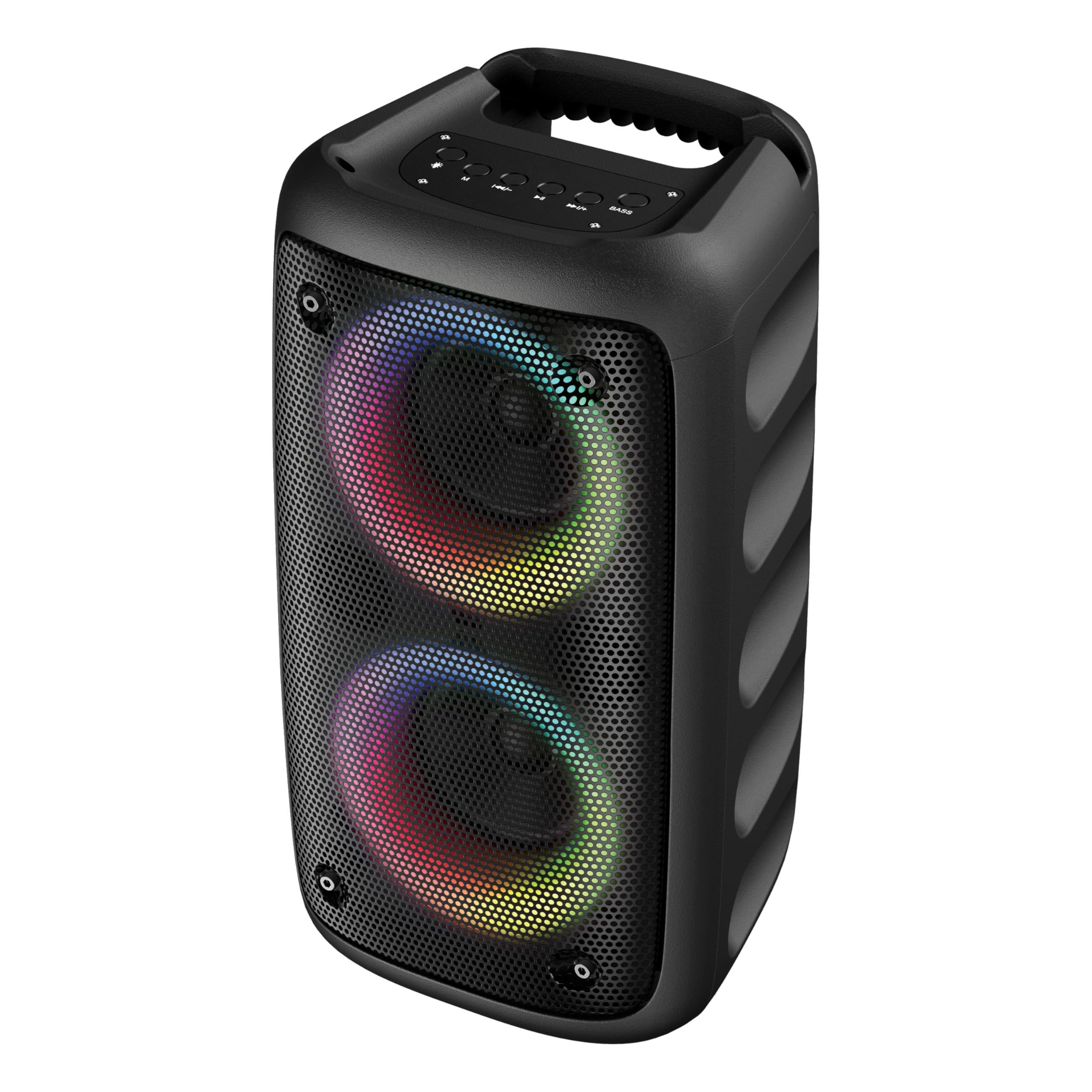 Supersonic IQ Sound IQ-1944BT 2 x 3-inch Portable Bluetooth Speaker, TWS, LED Lights, 10W Output Power, Multi Connectivity, Karaoke, FM Radio, Rechargeable Batteries -Perfect for Home Entertainment, Seminars
