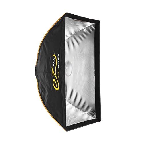 Glow Glow EZ Lock 24x36 Quick Strip Rectangular Bowens Mount Softbox Lighting Kit with External, Internal Diffusers, Deflector Disk and Eggcrate Grid, Folding Softbox for Photography Studio Lighting