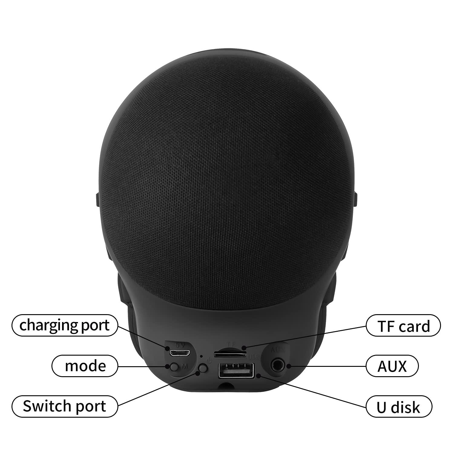 YSEECHENS YSEECHENS Skull Speaker Wireless Portable Bluetooth Speakers 8W Output Bass Stereo for Desktop PC/Laptop/Mobile Phone/MP3/MP4 Player