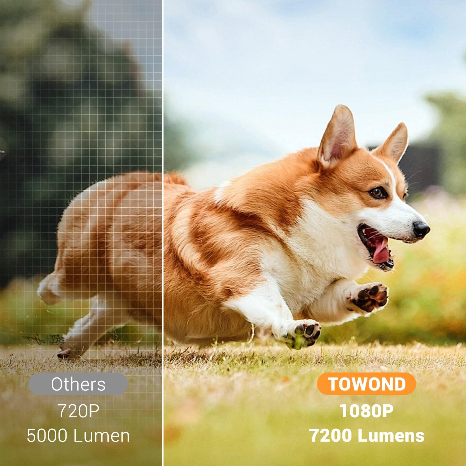 TOWOND Projector and Screen Outdoor Combo, Towond 120 inch Projection Screen with Stand Wrinkle-Free Foldable with Carry Bag, Mini Projector with Android TV 11.0 1080P Movie Projector with WiFi and Bluetooth