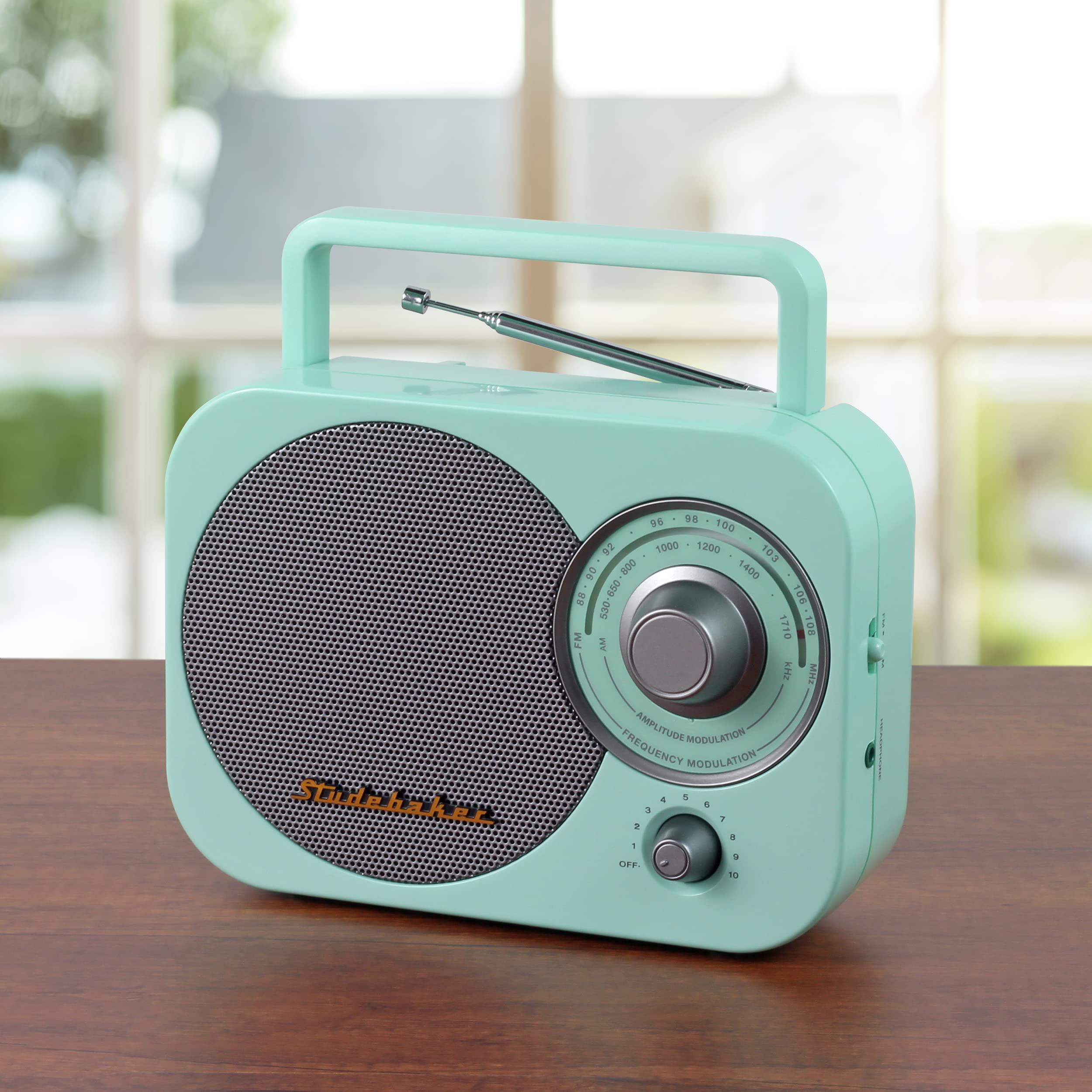 Studebaker Studebaker Mint Green Vintage Home Portable Retro AM/FM Radio with Headphone Jack - (Limited Edition)