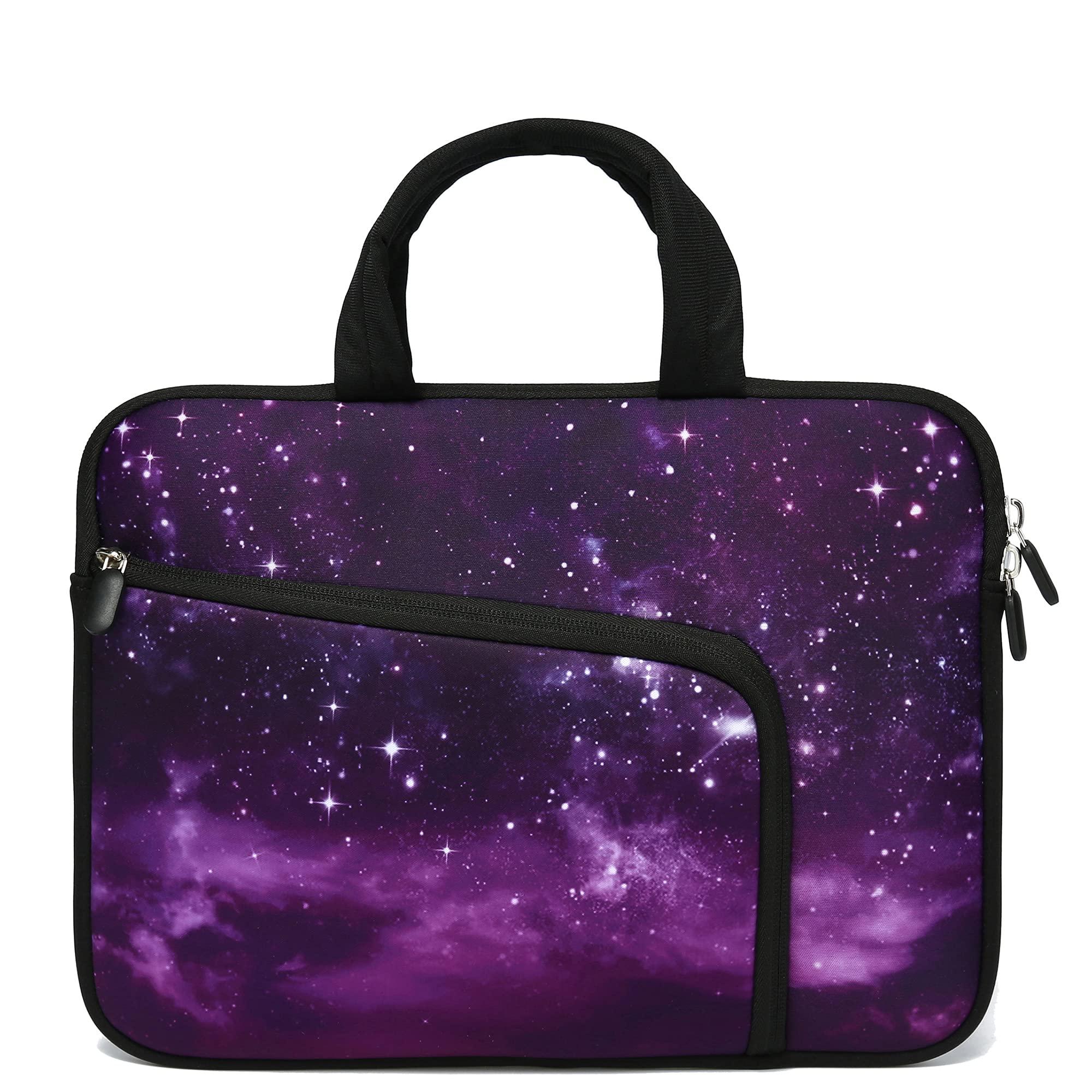 HAPPYLIVE SHOPPING 14 15 15.4 15.6 inch Laptop Handle Bag Computer Protect Case Holder Notebook Sleeve Neoprene Cover Soft Carrying Case with Extra Pockets for Dell Lenovo Toshiba HP Chromebook ASUS Acer(Purple Galaxy)