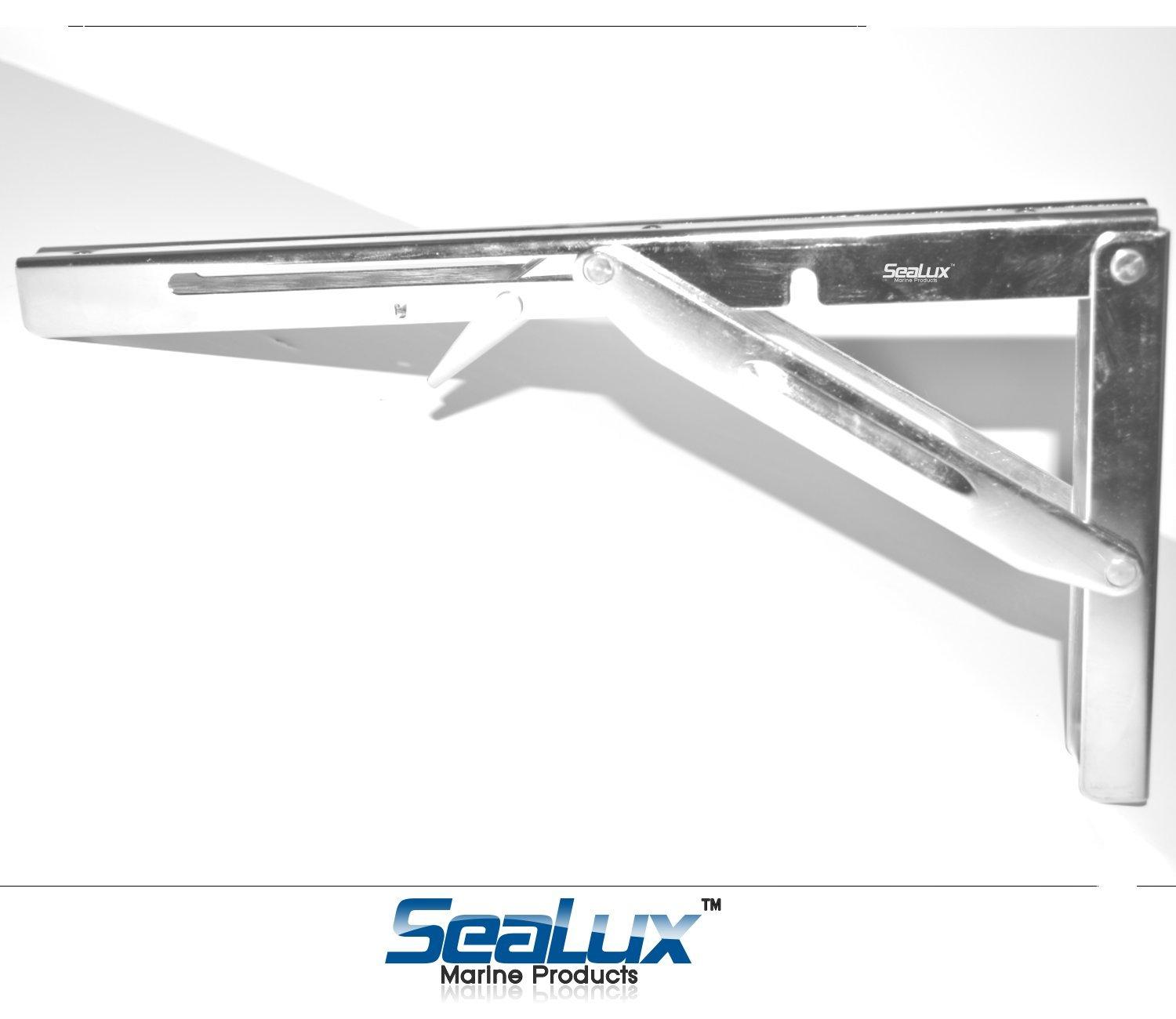 SeaLux Marine Products SeaLux Stainless Steel Heavy Duty Folding Bracket for Table,Shelving,Bench Max Load 550 lbs