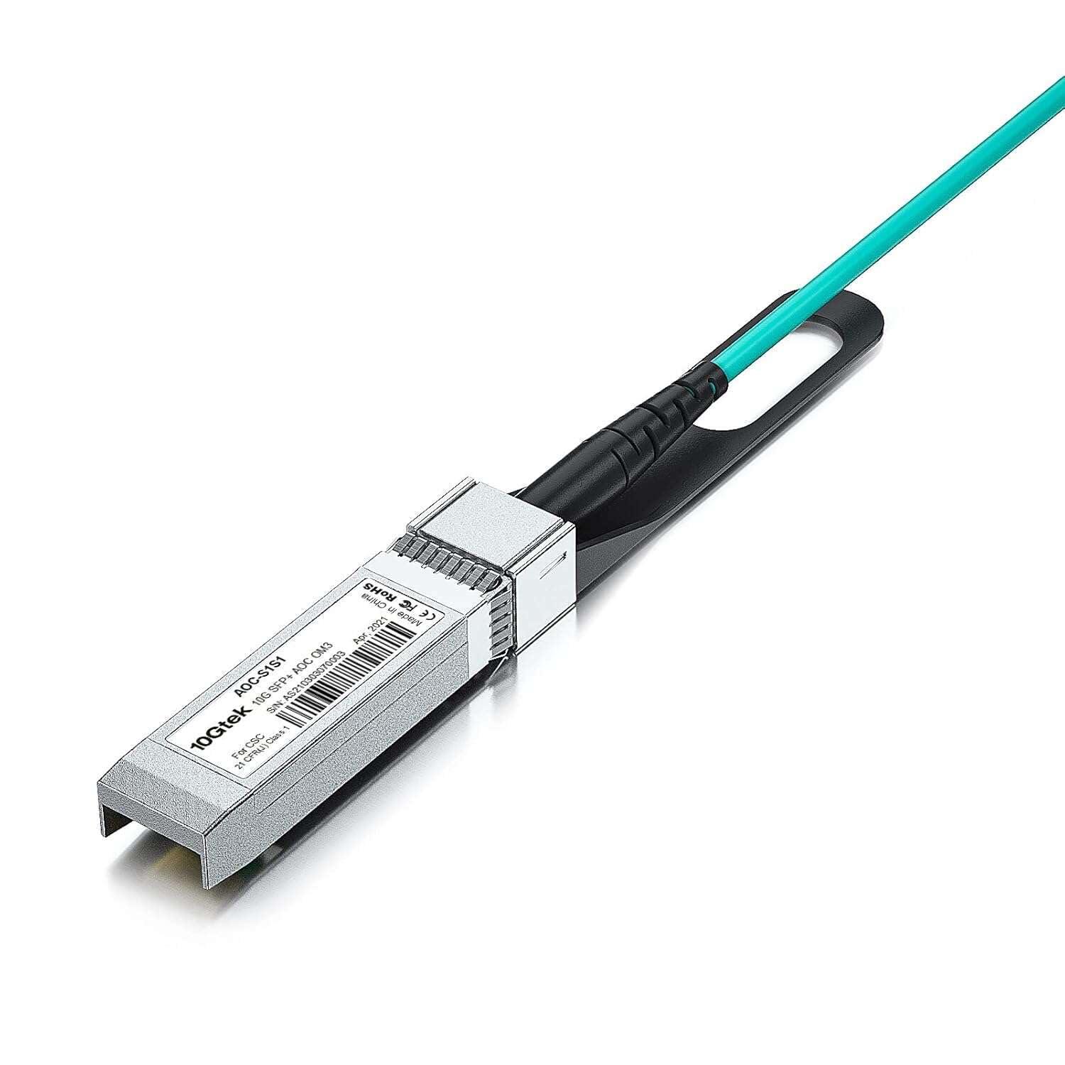 10Gtek 10G SFP+ AOC Cable - 10GbE SFP+ to SFP+ Active Optical Fiber Cable, OM3 MMF Direct-Attach Fiber Assemblies with SFP+ connectors for Cisco SFP-10G-AOC10M, Ubiquiti UniFi, Supermicro, 10-Meter, 2-Pack