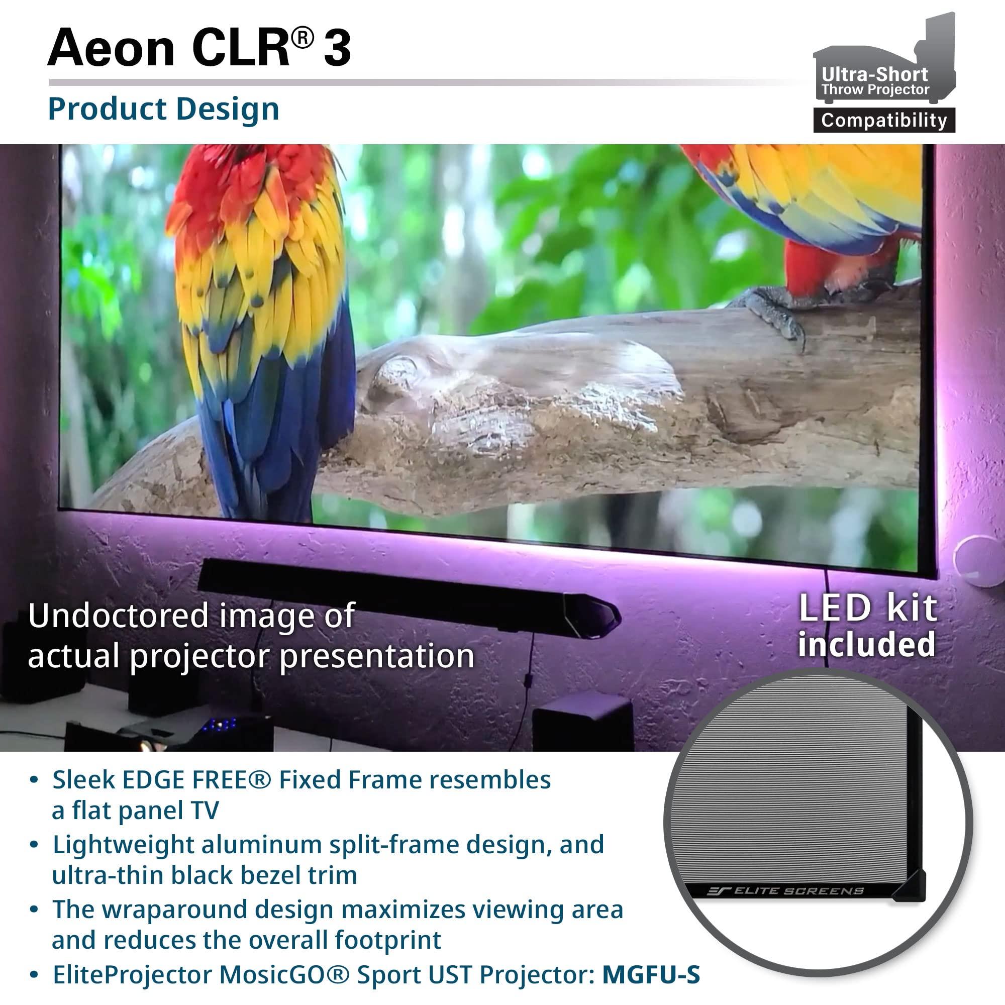 Elite Screens Elite Screens Aeon CLR3 123" UST ALR Projector Screen, 16:9 4K Ultra HD, 90% Ceiling Light Rejecting, Edge-Free Fixed Frame, Grey Screen for Indoor Home Theater & Movies AR123H-CLR3