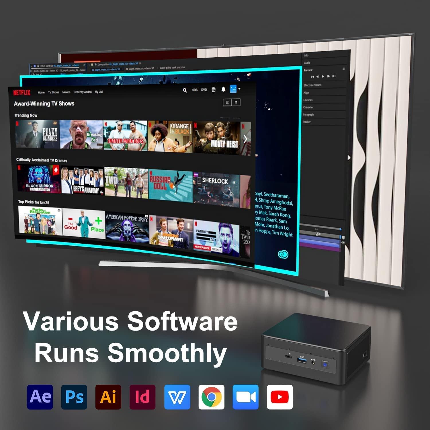 Intel Intel Mini Desktop | 11th Gen NUC Core i5-1165G7 4-Core | 24GB DDR4 | 2TB SSD | Windows 11 Pro | Wi-Fi 6 - Thunderbolt 3 - Bluetooth 5 - HDMI 2.0 - RJ-45-5xUSB - DP - Black