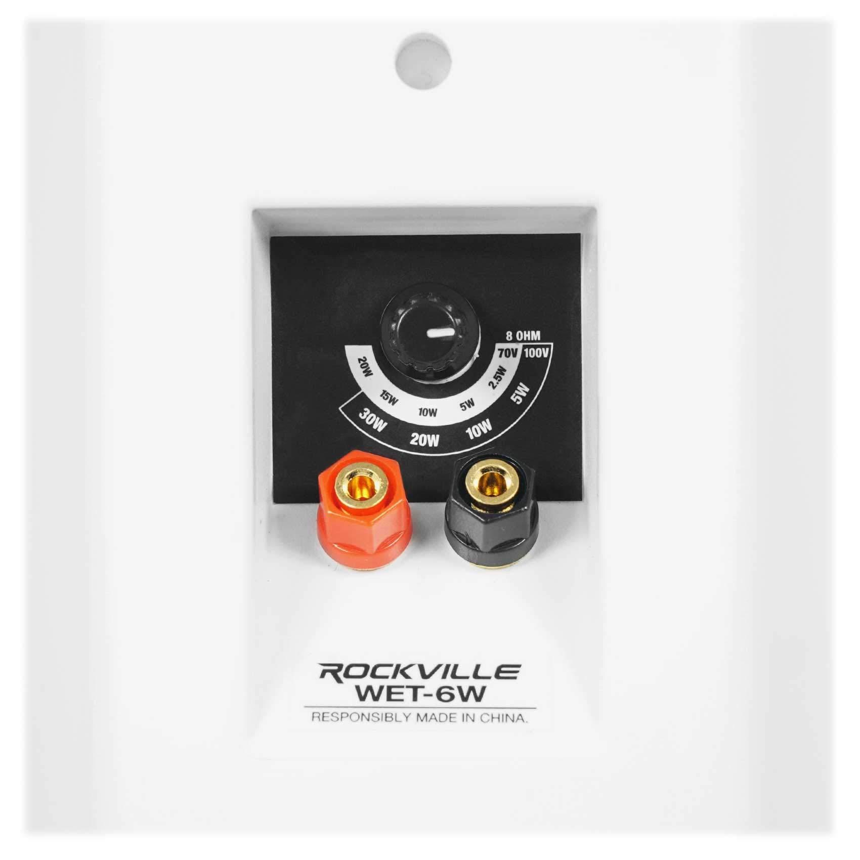Rockville Rockville 4 WET-6W 70V 6.5" IPX55 White Commercial Indoor/Outdoor Wall Speakers