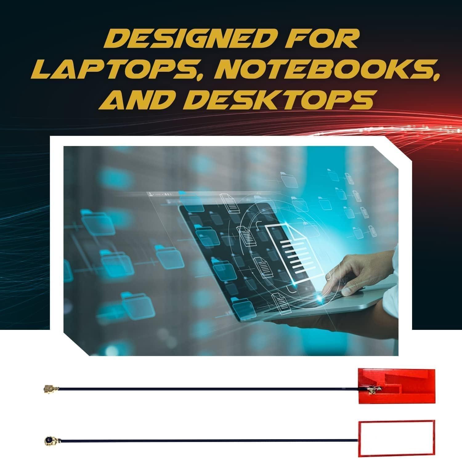 HighZer0 Electronics WiFi Antenna for PC, Laptop, Desktop & Motherboard | 2.4GHz/5GHz/6GHz | 1st Generation U.FL (Compatible with MHF1) Connectors on Mini PCIe Wi-Fi Cards | 2-Pack 30cm (12in)