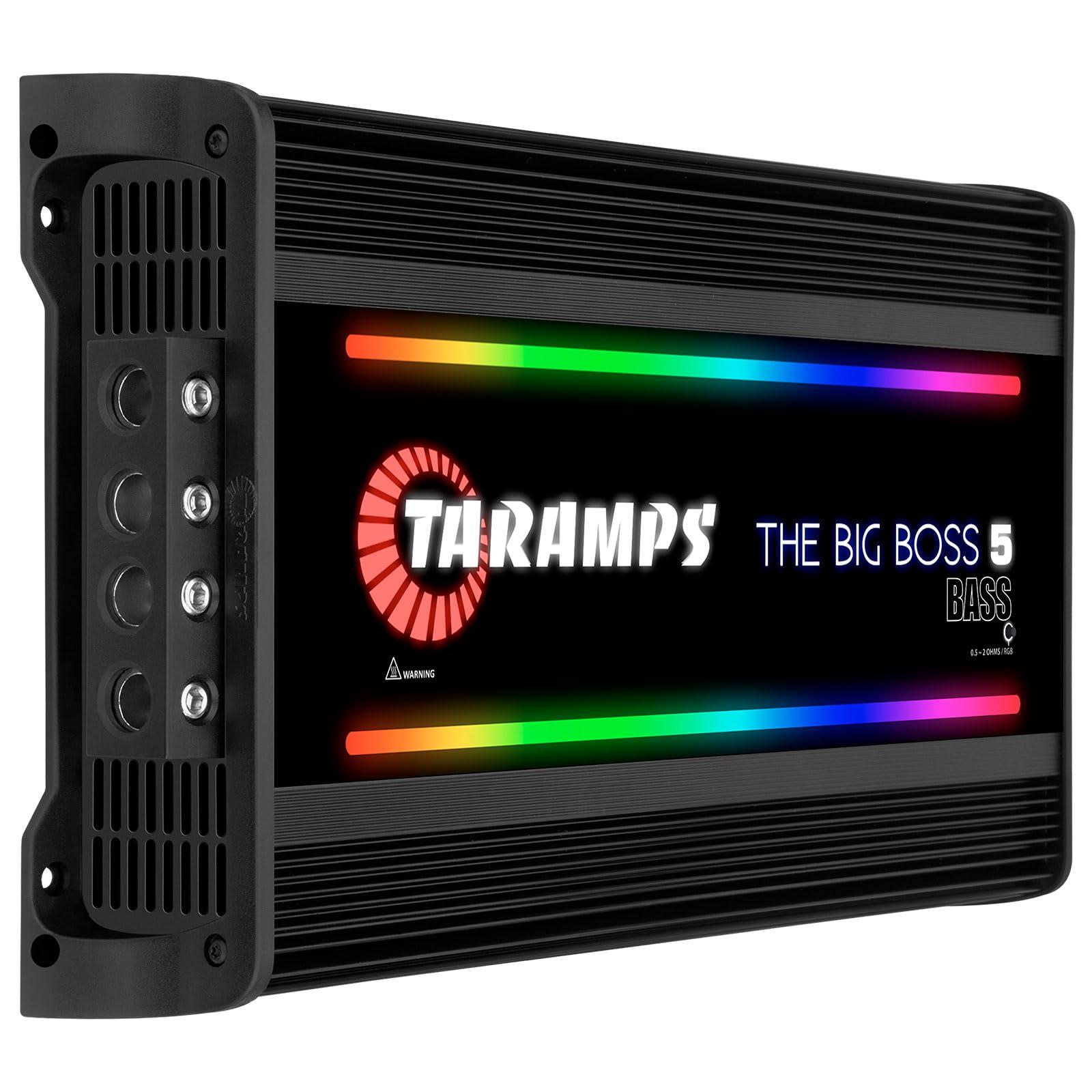 Taramp's Taramps The Big Boss 5 Bass Black Version Monoblock Amplifier RGB Effects 0.5~2 Ohms 5000 Watts Rms Multi-Impedance Car Audio System Class D, Smart 5k