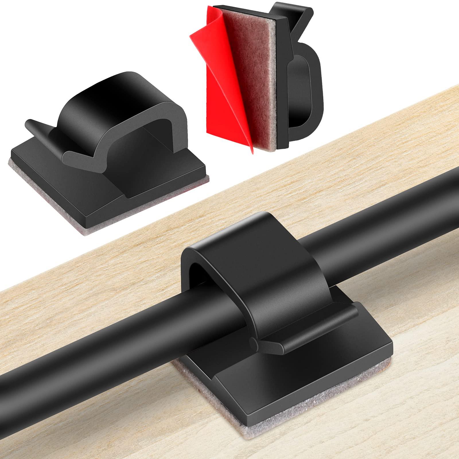 TidyHelper 60 PCS Adhesive Cable Clips, Upgraded Wall Wire Clips for Cable Management, Strong Cord Clips Wire Holders for The Wall, Under Desk, Christmas Lights, Car, Dash Cam, Ethernet, Electric Wires Small