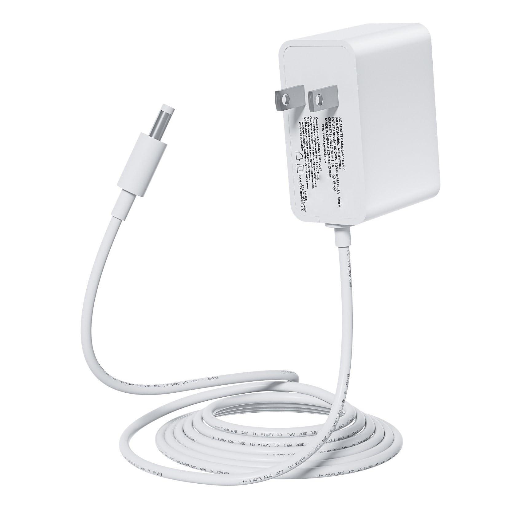 BolAAzuL 15W Power Cord Replacement for Amazon Echo Dot 3rd/4th Gen, Echo Dot 3rd/4th Kids Edition, Echo Show 5 and Lenovo Smart Clock Essential CD-4N341Y CD-4N342Y, 12V 1.5A AC Power Adapter Supply, White