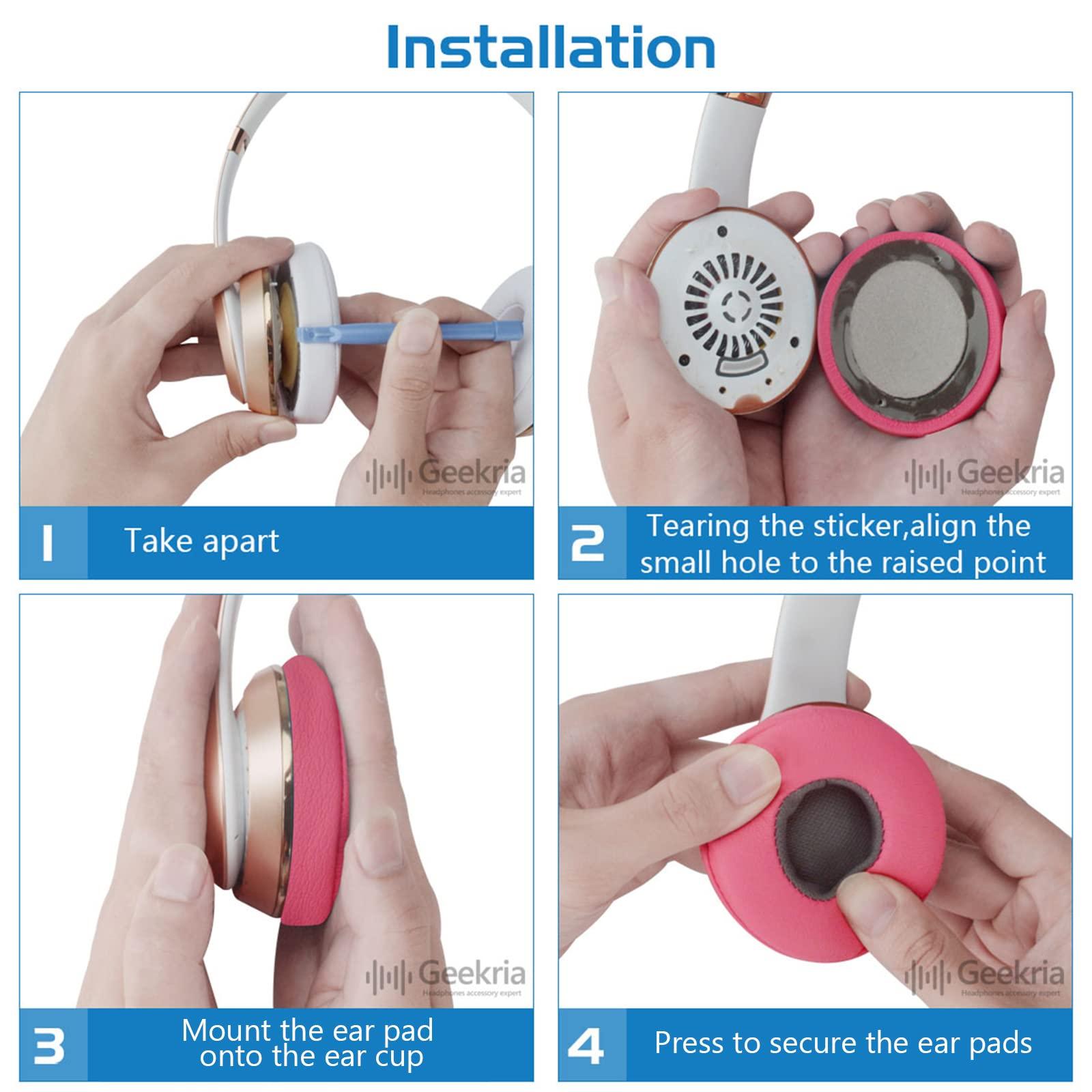 GEEKRIA Geekria QuickFit Replacement Ear Pads for Beats Solo 3 (A1796), Solo 3.0 Wireless On-Ear Headphones Ear Cushions, Headset Earpads, Ear Cups Cover Repair Parts (Pop Indigo)