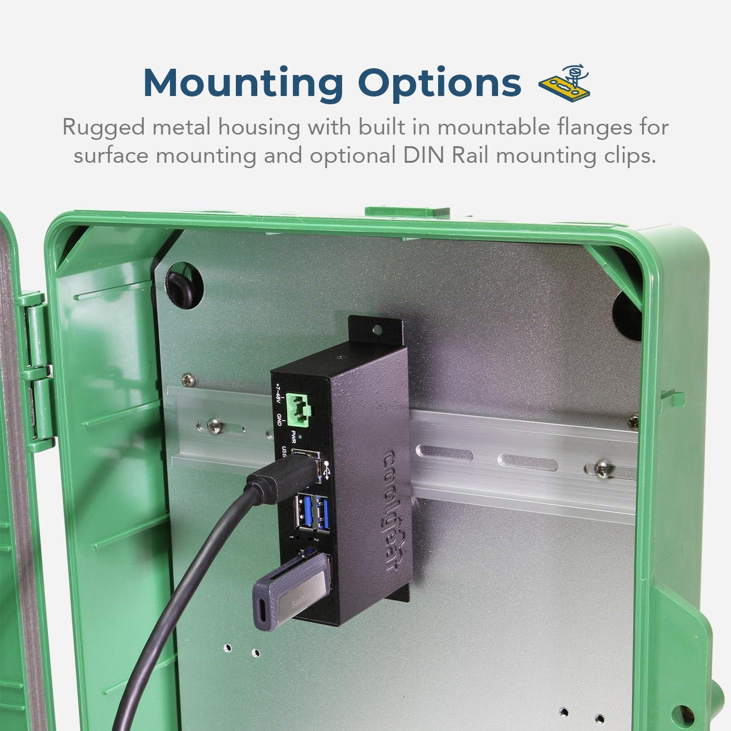 Coolgear Coolgear 4 Port Managed USB 3.2 Gen 1 Hub w/Small Footprint & 15KV ESD Surge Protection
