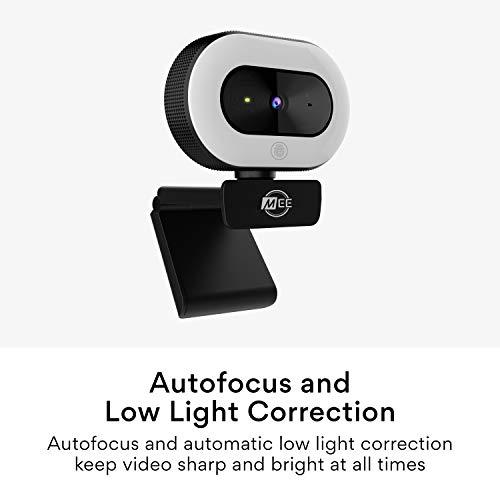 MEE audio MEE audio CL8A 1080p HD Webcam with Ring Light, Microphone, Autofocus, Low Light Correction, 360° Rotation; USB Streaming Web Camera for Video Calling via Zoom/Skype on Computer PC Mac Laptop Desktop
