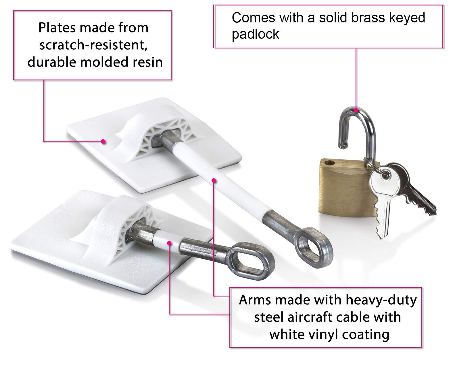 Guardianite 2-Pack Refrigerator Lock (2-Pack, White with Keyed Padlock)
