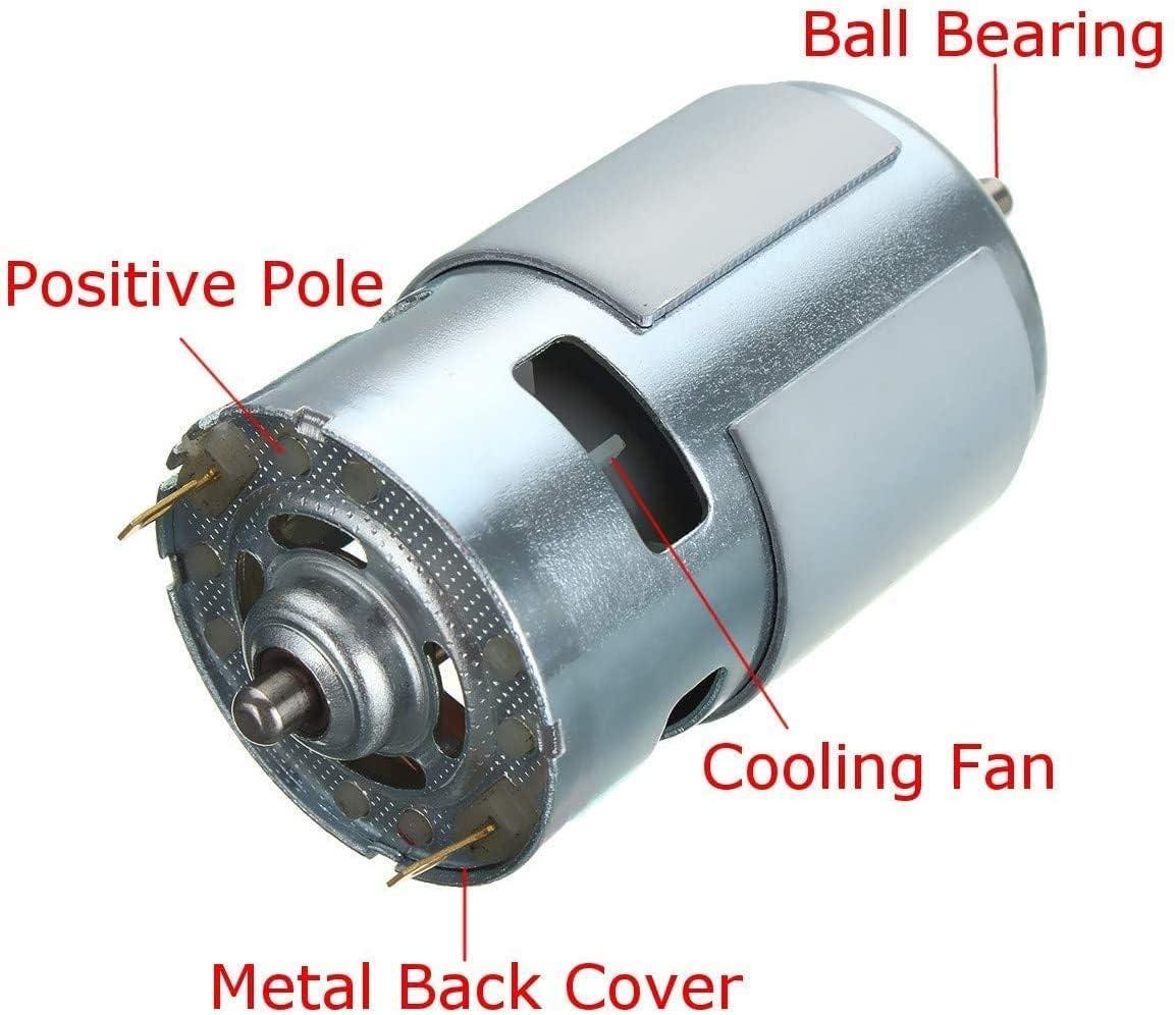 Pulyyds 775 DC Motor DC 24V Max 20000RPM Ball Bearing Large Torque High Power Low Noise Gear Motor Electronic Component Motorwith Bracket