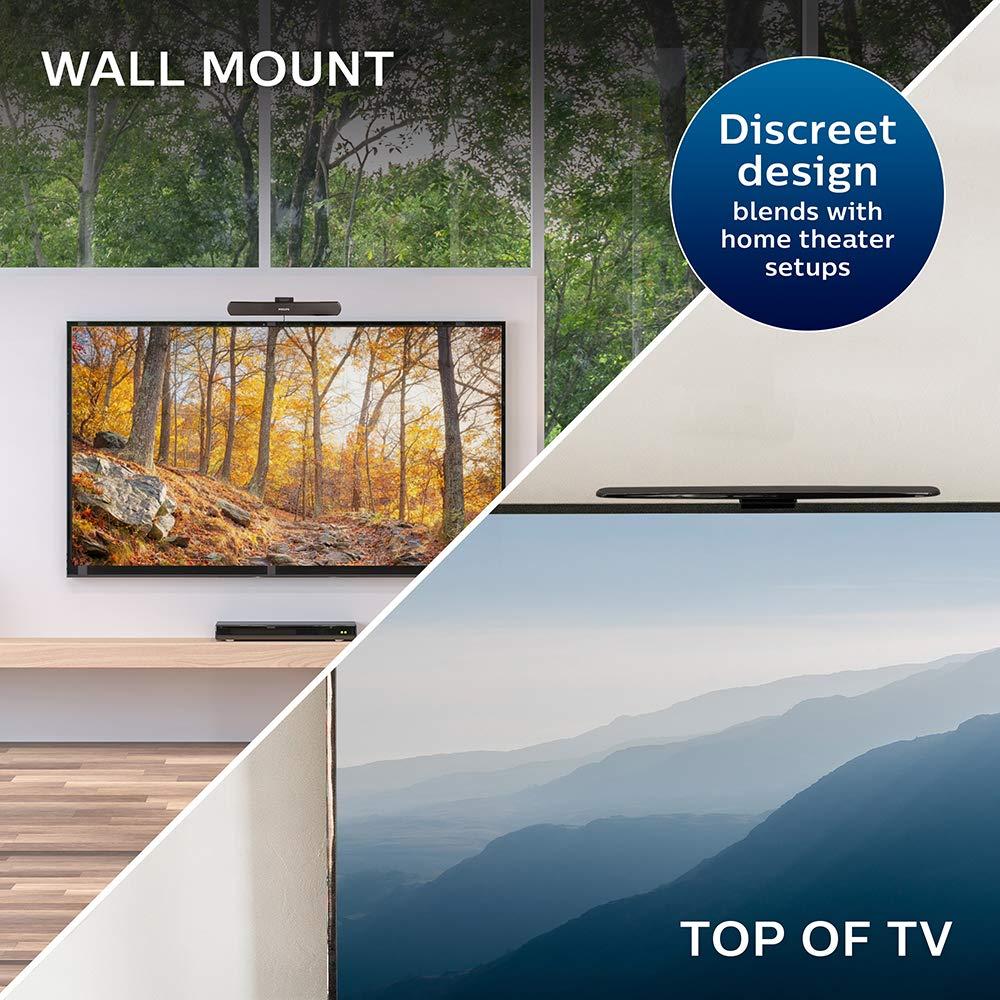 PHILIPS Philips Amplified HD Digital TV Antenna, Long Range Smart TV Antenna, Easy Mount on Top of TV Design, Supports 4K 1080P HD VHF UHF, Amplified Signal Booster, Coax HDTV Cable/AC Adapter, SDV7219N/27