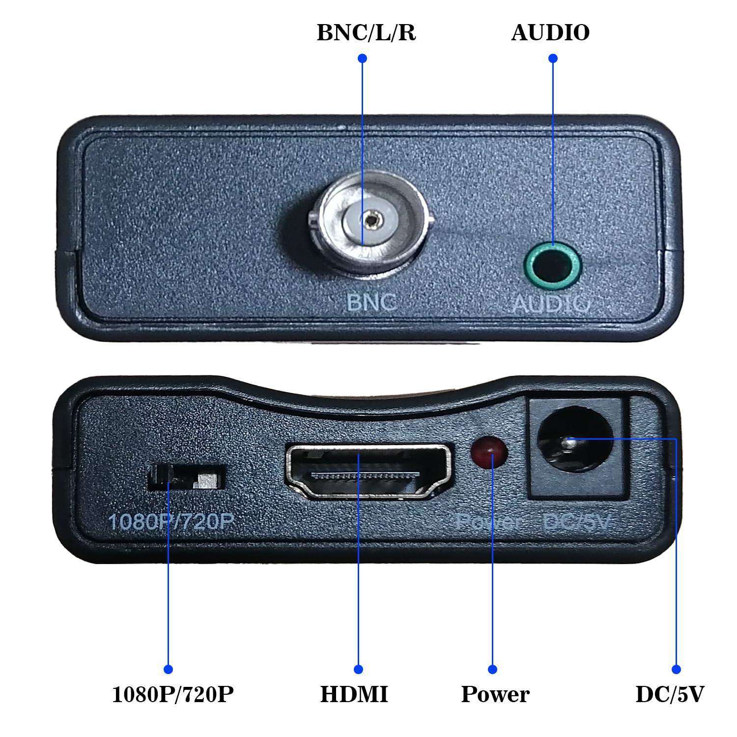 Meekwds Meekwds Coax to Hdmi Adapter,BNC to HDMI Converter,CVBS PAL/NTSC BNC to HDMI,720P/1080P Video Adapter HDCP Hook Security Camera CCTV DVRs Surveillance CVR to HDTV,Monitor and Projectors