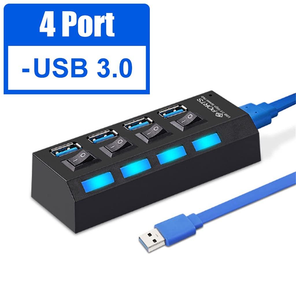 IFGSIWRIJIKWJJEA USB 3.0 Hub USB Hub 3.0 Multi USB Splitter 3 Hab Use Power Adapter 4 Port Multiple Expander USB3 Hub with Switch for PC