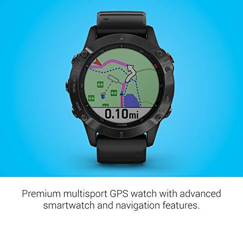 Garmin Garmin 010-02158-01 fenix 6 Pro, Premium Multisport GPS Watch, Features Mapping, Music, Grade-Adjusted Pace Guidance and Pulse Ox Sensors, Black