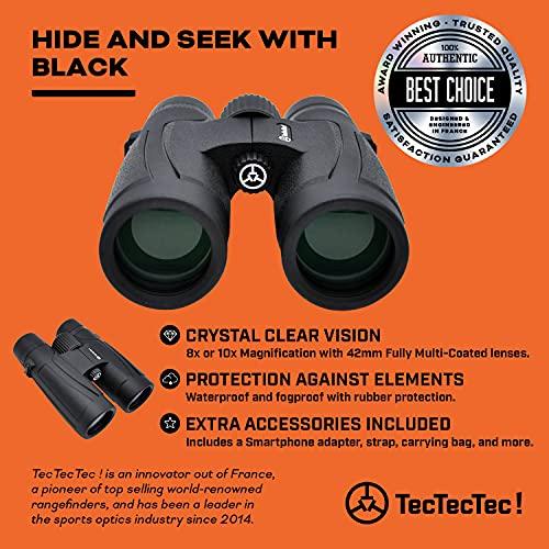 TecTecTec TecTecTec BPRO Wild 10x42 Binoculars Hunting Black Outdoors Bird Watching HD Professional Binoculars for Bird Watching Travel Sports with Phone Mount Strap Carrying Bag