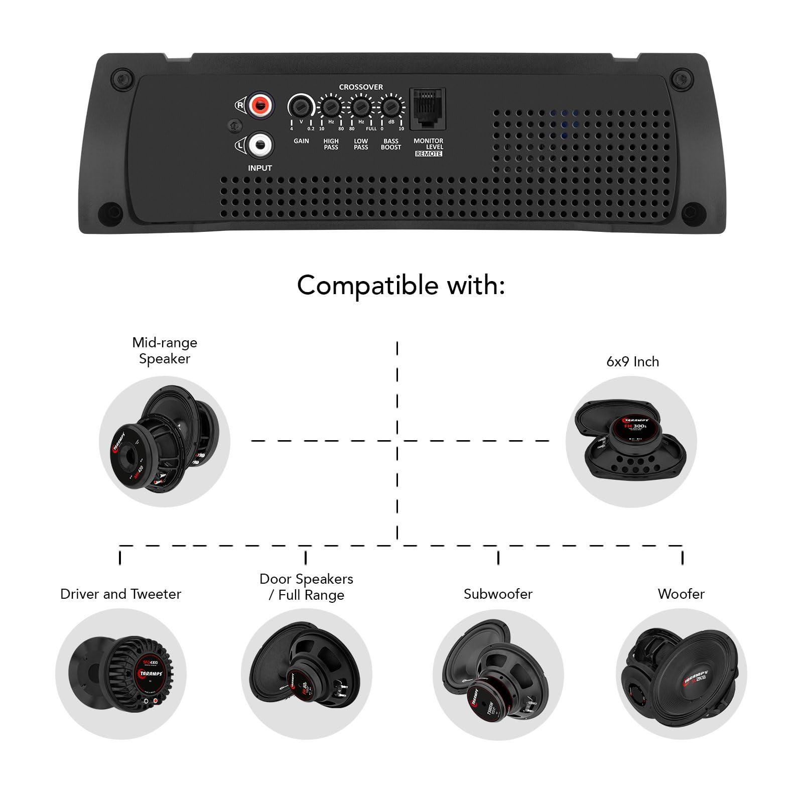 Taramp's Taramps HD 2000 4 Ohms 1 Channel 2000 Watts RMS MAX Full Range Car Audio, Monoblock, LED Monitor Indicator, Class D Amplifier, Crossover, White 2k amp