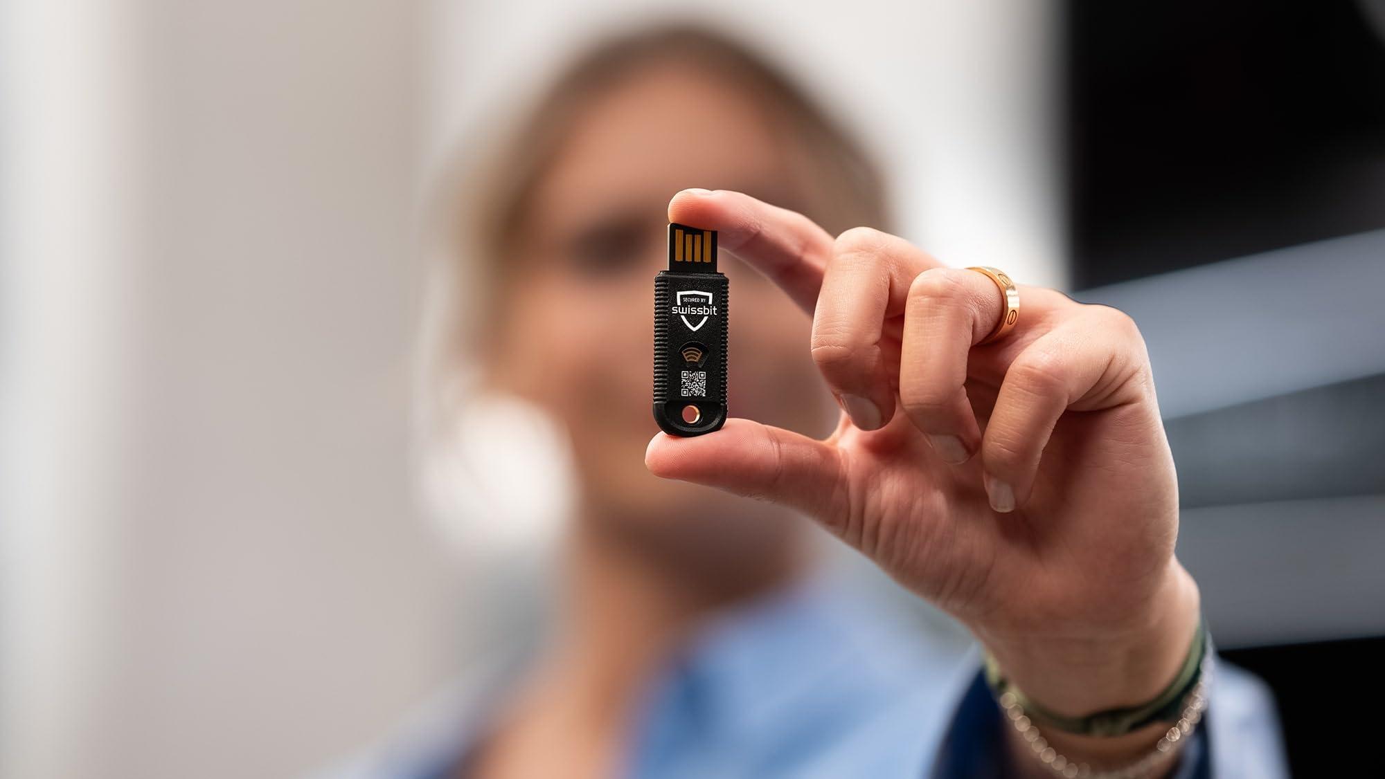 Swissbit Swissbit - iShield Key Pro Security Key, Hardware Authenticator, USB and NFC Connection, FIDO2 Certified, U2F, HOTP, TOTP, PIV, 2FA, Black, (1pc) (iShield Key Pro USB-A/NFC)