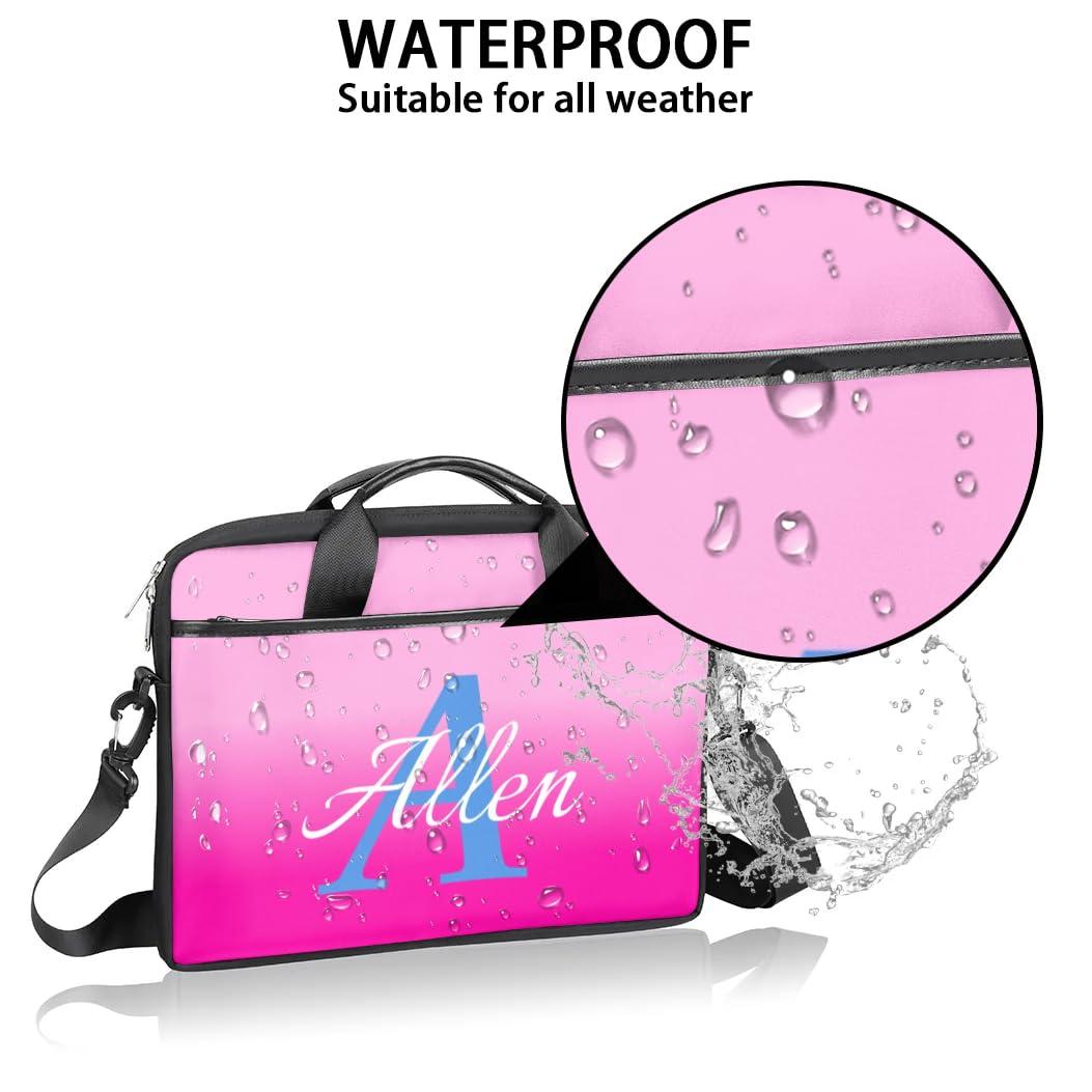 KBAODANK Custom Laptop Bag with Name, Personalized Shoulder Bag for Laptop, Customized Portable Computer Bag Gifts for Business Office Black