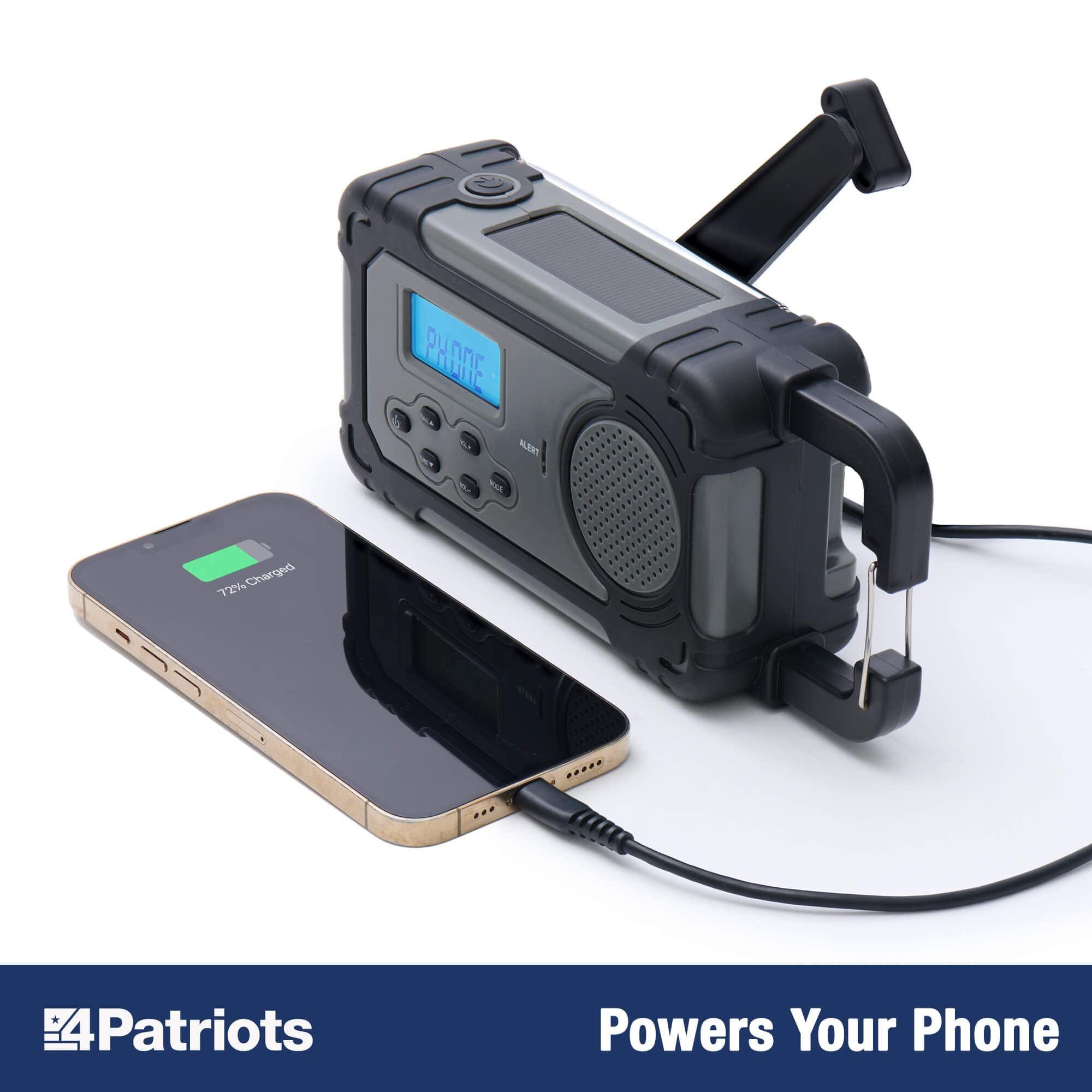 4Patriots 4Patriots Liberty Band Emergency Solar Radio: NOAA Weather Radio with Solar Panel & Power Bank