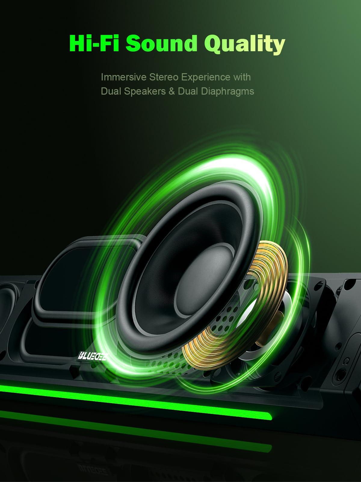 Bluedee BLUEDEE Computer Speakers, Bluetooth Soundbar, HiFi Stereo, 3.5mm Aux-in Connection, USB Powered Speakers for Desktop Monitor, PC, Laptop, Tablets