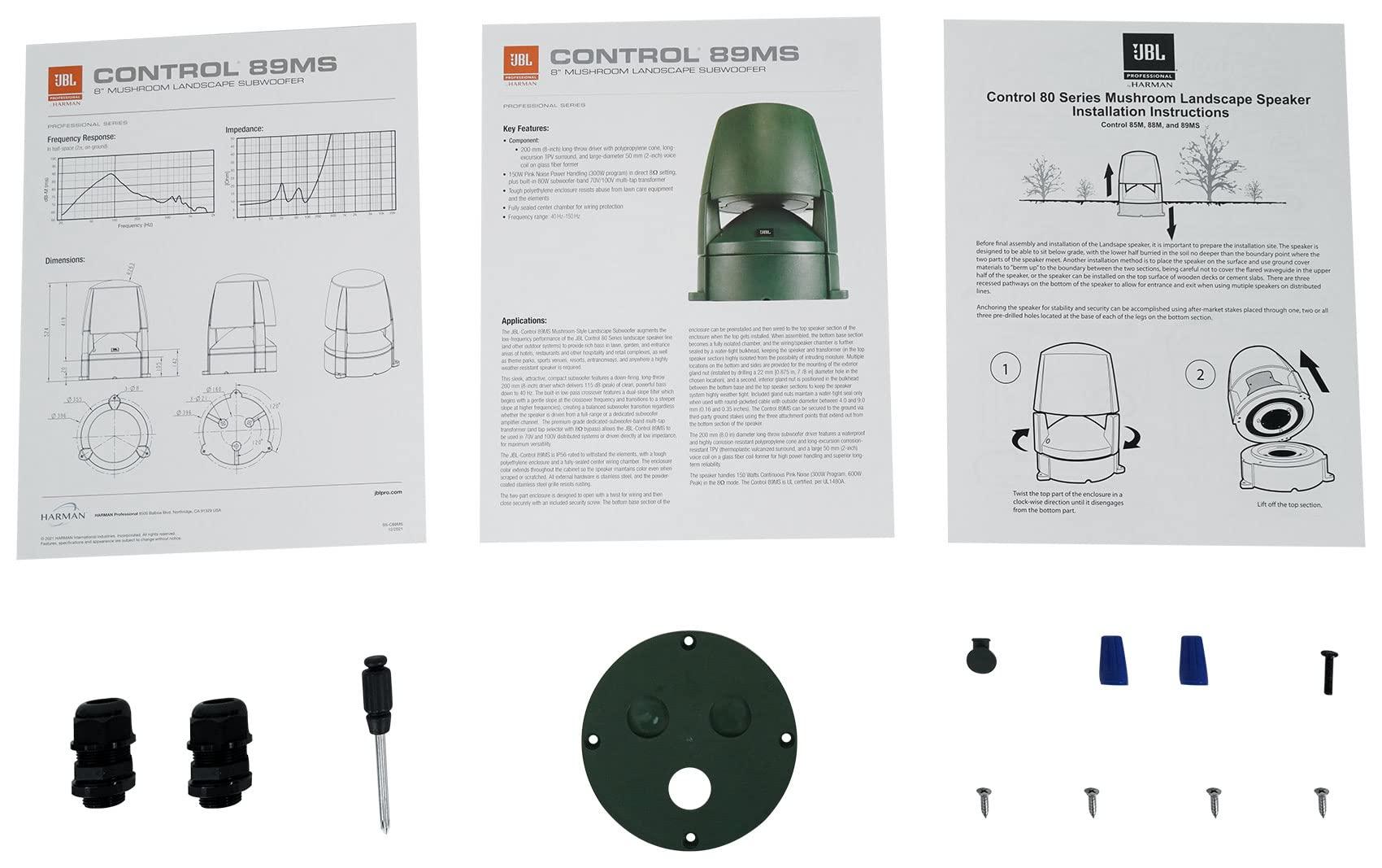JBL JBL Professional JBL-Control 89MS 8 Inch above-Ground Outdoor Landscape Subwoofer. 8 Ohm or 70V Operation. Green