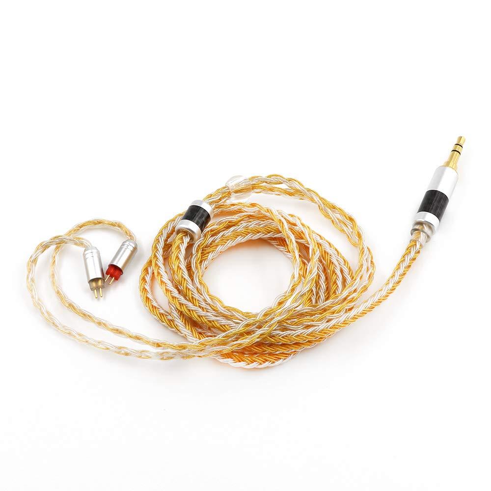 Linsoul Linsoul Tripowin Zonie IEM Cable, 16 Core Silver Plated Earphone Upgraded Cords, 1.25m SPC in Ear Monitor Cable for 7hz Zero:2 Orchestra Lite Cadenza Hype4 Supermix4(2pin 0.78mm, 4.4mm)(Gold)