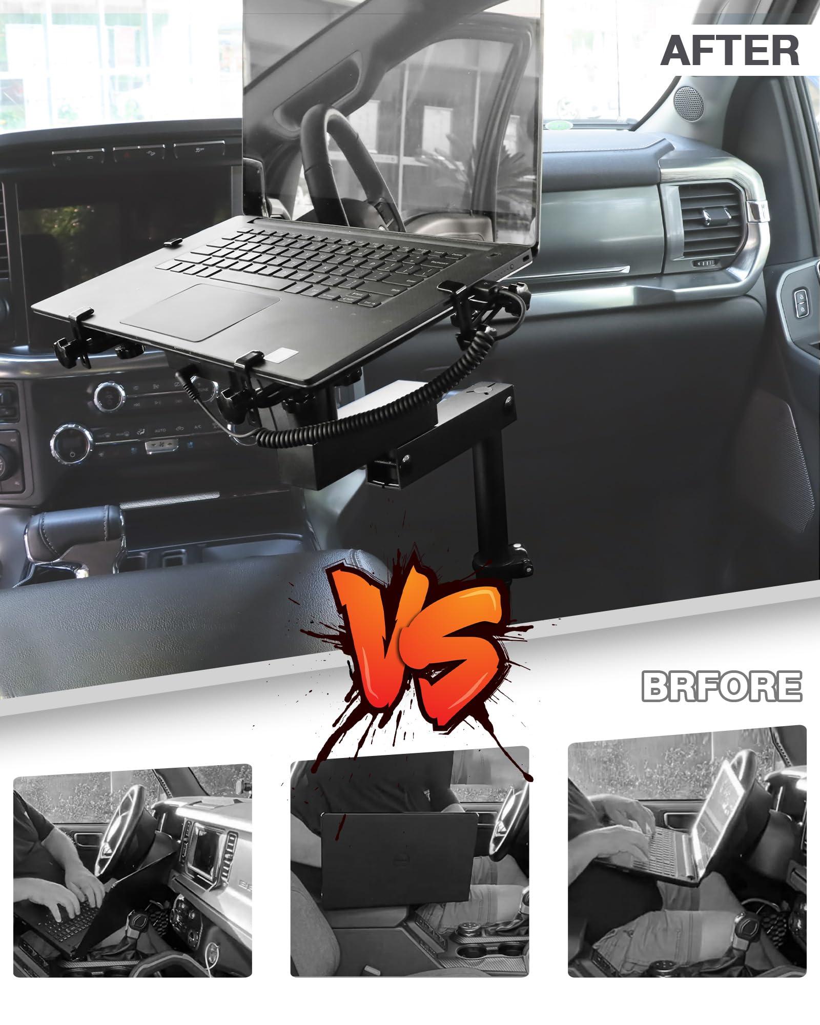 MELIPRON MELIPRON Truck Laptop Mount Fit for Ford F150 250 350 No-Drill Computer Mount Stand for Laptops Up to 17"