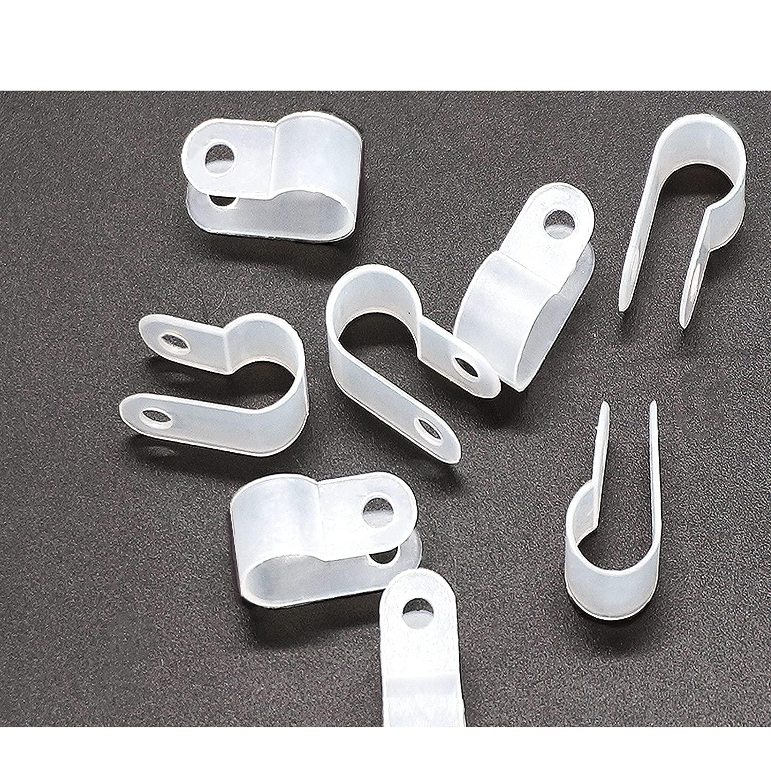 mankk mankk 50PCS 1/2 Inch Rope Light Clips P-Style Mounting Clips Plastic Cable Clamps with Compatible Stainless Steel Pan Head Phillips Screws for Wire Management M-030-W-LS