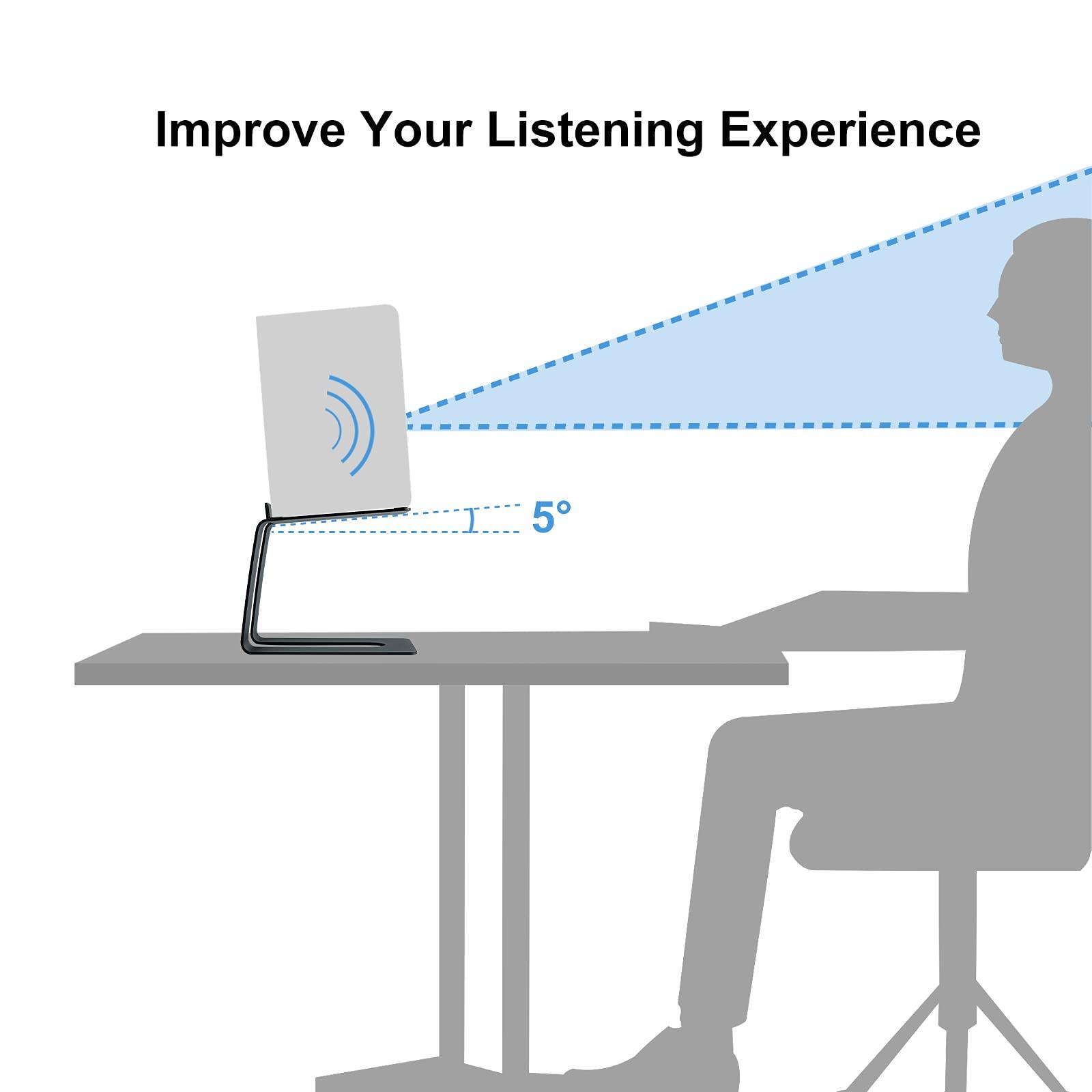 Ventray Desktop Speaker Stands for Small & Medium Bookshelf Computer Speakers, Heavy Duty Studio Monitor Speaker Stands with Non-Slip Feet, Vibration Damping Tilted Tabletop Speaker Stands - Black (Pair)