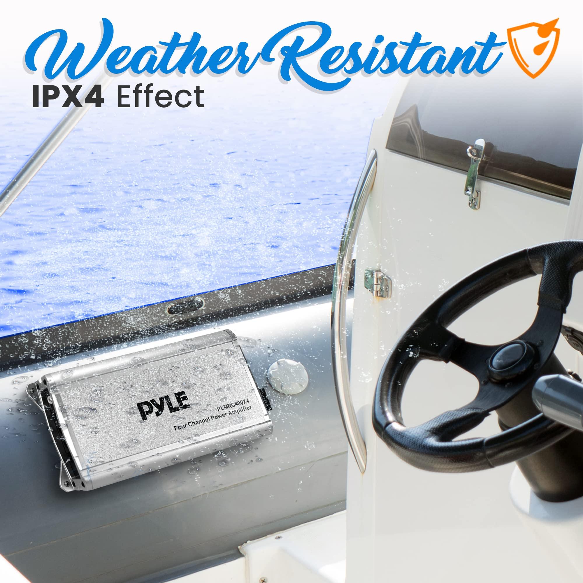 Pyle Pyle 4-Channel Weather-Resistant Audio Amplifier System - 1200W Max Bridged, 800W Max Stereo Designed For ATV, UTV, 4X4, Jeep, Motorcycle and Marine, and any other Weather Resistant Application