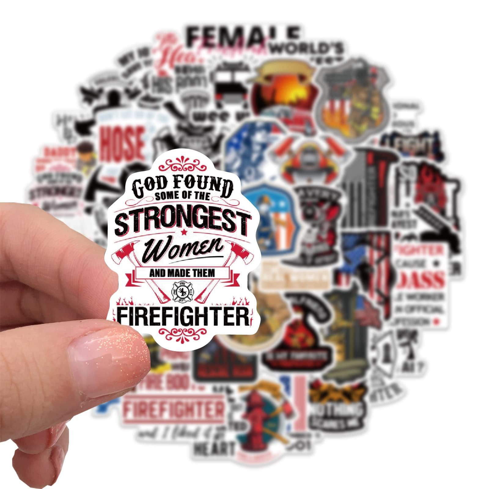 Jiiajnn 50 PCS Firefighter Stickers, Thin Red Line Stickers,Fire Department, Fire Truck, Fire Rescue Stickers for Laptop,Water Bottles,Helmet,Skateboard - Best Gifts for Firefighter,Adults,Kids,Teens