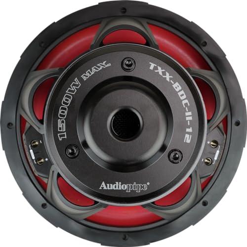 Audiopipe Audiopipe 12\" Quad Stack Composite Cone Subwoofer (TXX-BDC-II-12), Superior Performance, 1500W, 2 Magnets, BASV Voice Coil, Aluminum Basket, Multi-Connect, Non-Press Paper Cone, 2 x 4 Ohms