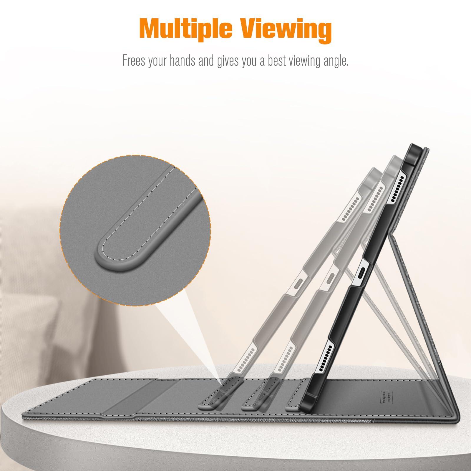 FINTIE Fintie Case for Samsung Galaxy Tab S10 Plus 2024/ S9 FE Plus 5G 12.4 Inch 2023 with Built-in S Pen Holder, Multiple Angle Portfolio Business Cover with Pocket Auto Sleep/Wake, Gray