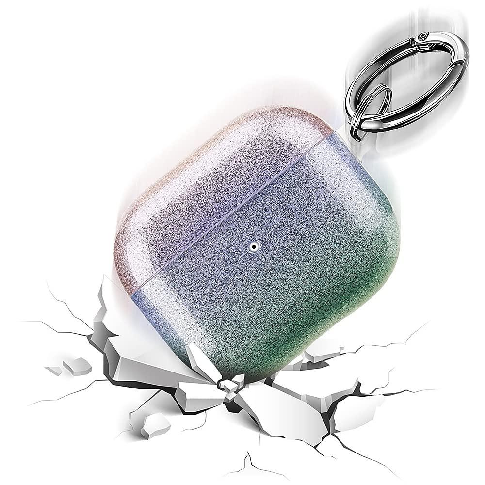 ZERODAMAGE SAHARA CASE SaharaCase Sparkle Series Case for Apple AirPods 3 (2021 3rd Generation) [Rugged] Full Body Protection Antislip Grip Slim with Keychain (Blue/Green)