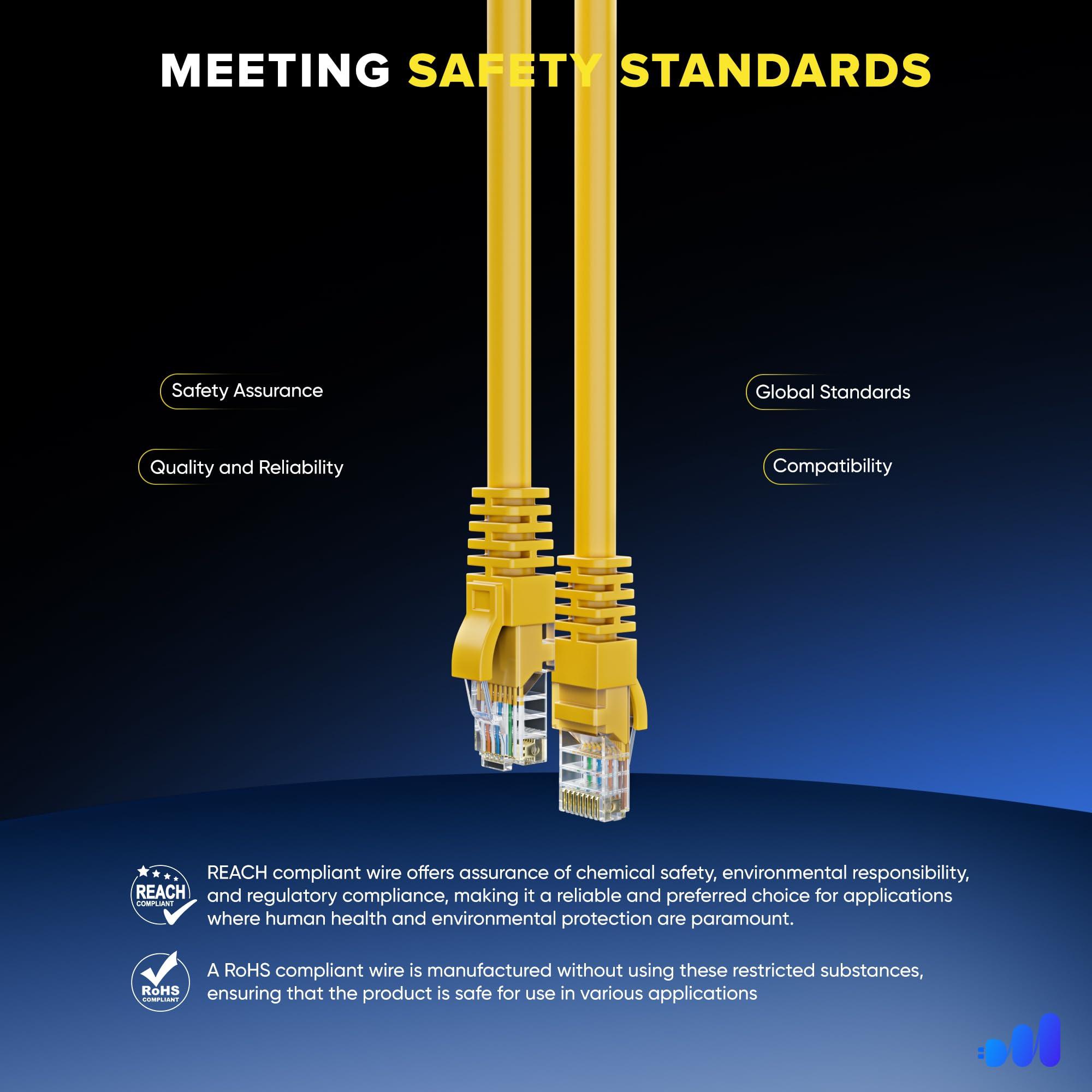 Maximm Maximm Cat 6 Ethernet Cable - 30 ft (12-Pack) - High-Speed LAN, Internet, Patch, and Network Cable - UTP, 10Gbps, 550MHz Ethernet Cord - Yellow