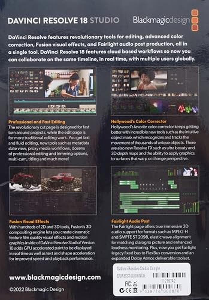 Blackmagic Design Blackmagic Design DaVinci Resolve Software 000870 Video Editing Software