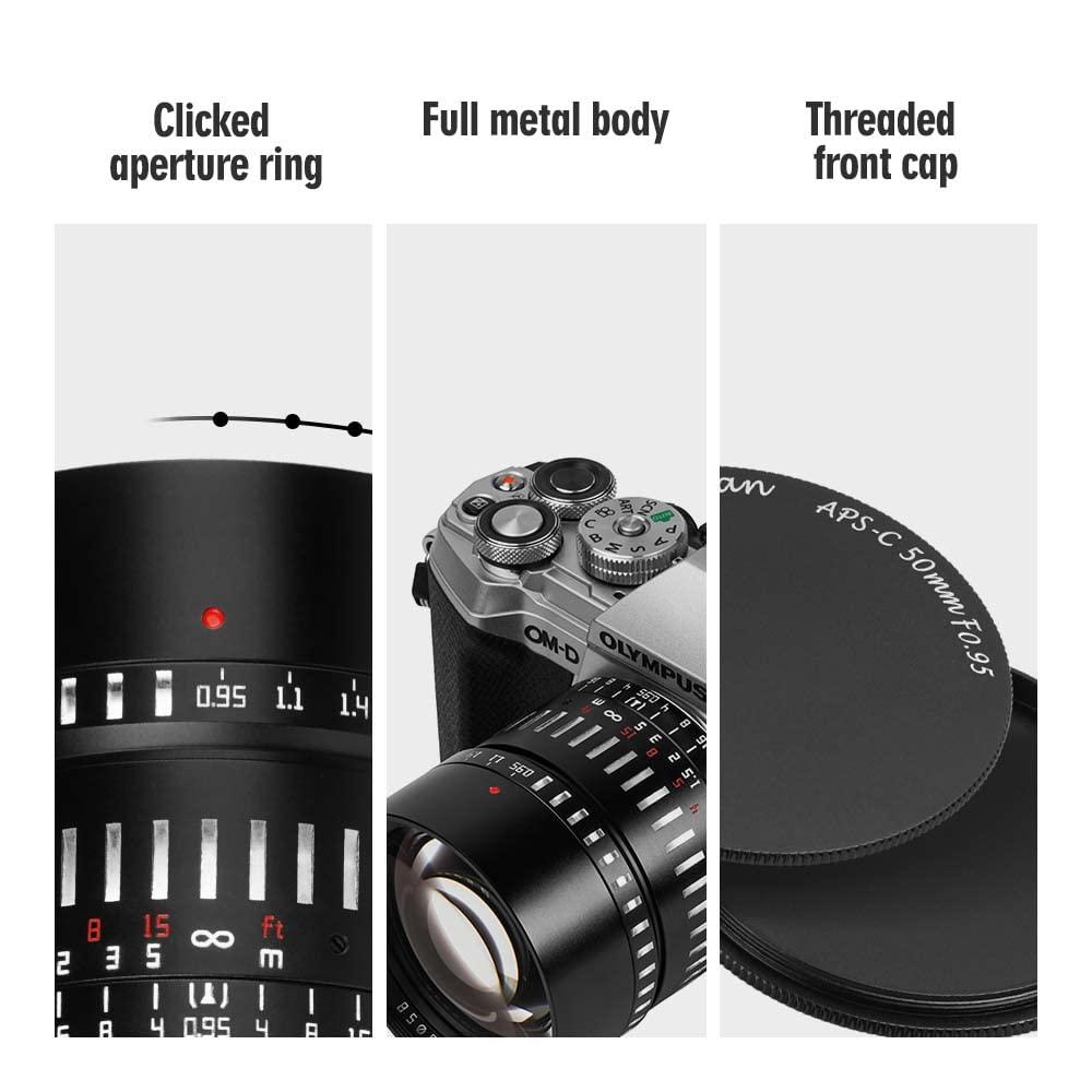 TTARTISAN TTArtisan 50mm F0.95 APS-C Portrait-Length Manual Lens Accessory for Leika L/Sigma L Mount Compatible Cameras with T TL TL2 CL FP